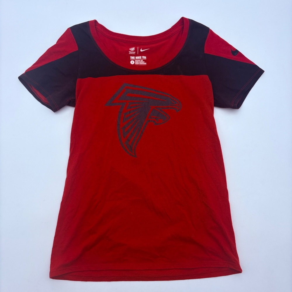 Nike Atlanta Falcons NFL Red Black Colorblock Tri-Blend T-Shirt Womens Small - Picture 2 of 8